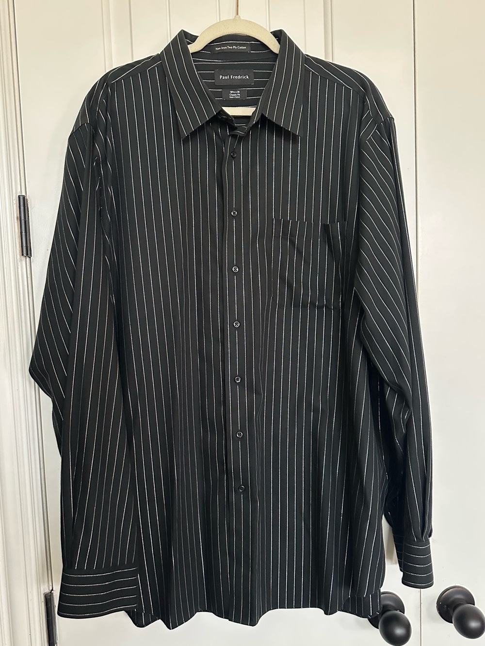 Paul Fredrick Black Pinstripe Men's Dress Shirt